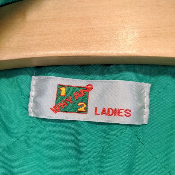 Why And 1/2 Ladies Jacket Long Sleeve Green Actual 52x23 Shoulder Pads Funny Pig - Picture 9 of 14